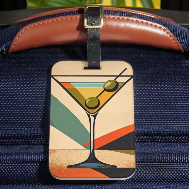Mid Century Modern Farbblock Martini Kunst Gepäckanhänger (Vorderseite Insitu 2)