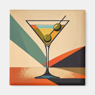 Mid Century Modern Farbblock Martini Kunst Magnet