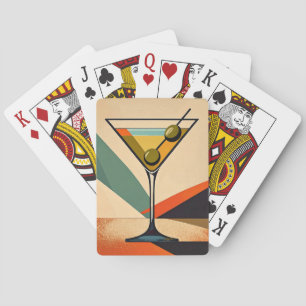 Mid Century Modern Farbblock Martini Kunst Spielkarten