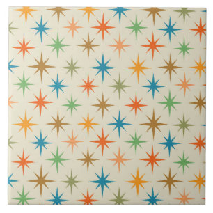 Mid Century Modern Farbige Atomare Sternenexplosio Fliese