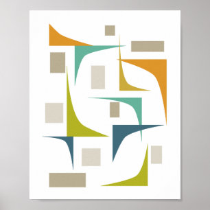 Mid Century Modern Farbige Geometrische Druck Poster