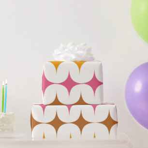 Mid Century Modern Farbige Sternenexplosionen auf Geschenkpapier
