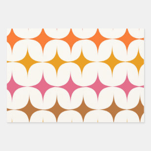 Mid Century Modern Farbige Sternenexplosionen auf Geschenkpapier Set