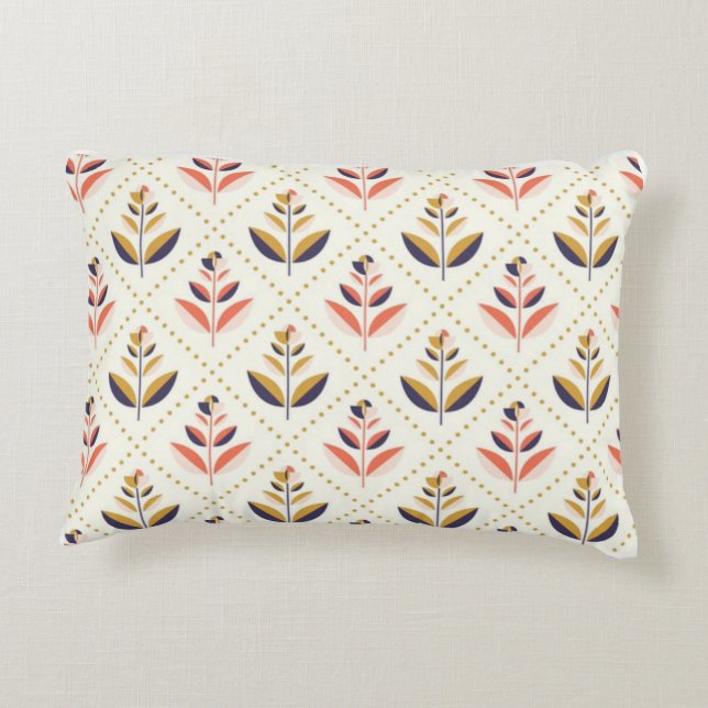  Mid-Century Modern Floral Pattern Dekokissen (Rückseite)