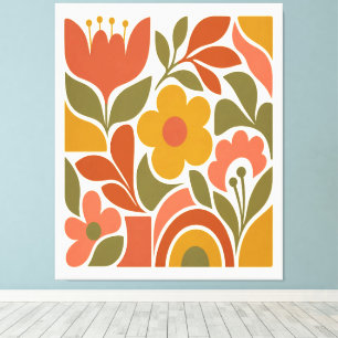 Mid Century Modern Florale Wandkunst Retro Leinwanddruck