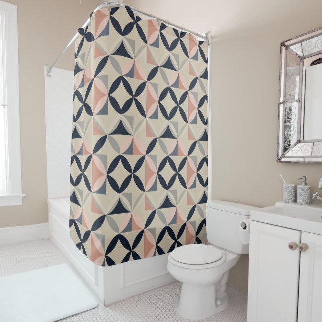 Mid Century Modern Geometric Abstract Pattern  Duschvorhang (Beispiel)