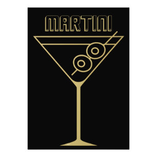 Mid Century Modern Gold 2 Olive Martini Fotodruck