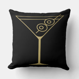 Mid Century Modern Gold 2 Olive Martini Kissen