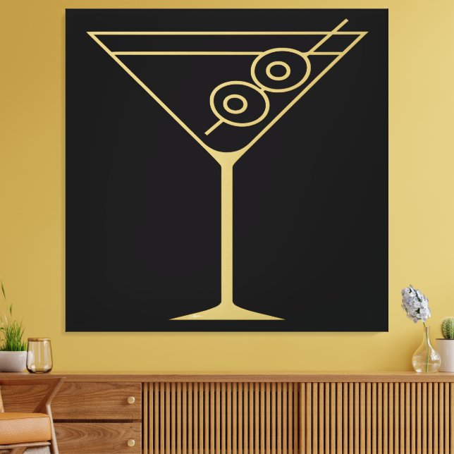 Mid Century Modern Gold 2 Olive Martini Leinwanddruck (Insitu (Wohnzimmer))