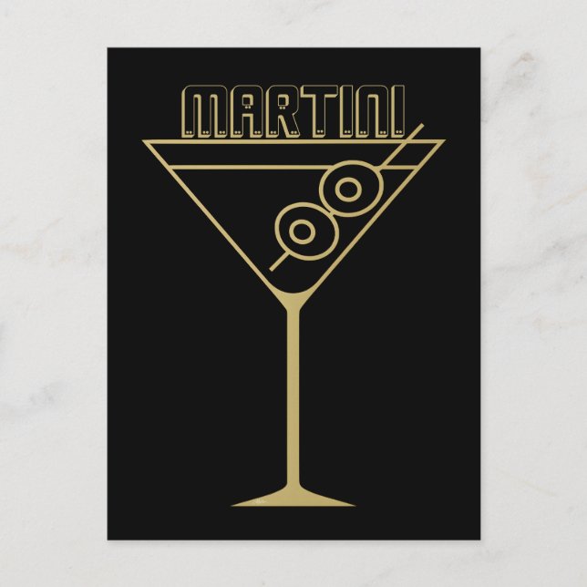 Mid Century Modern Gold 2 Olive Martini Postkarte (Vorderseite)