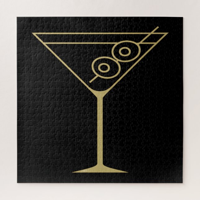 Mid Century Modern Gold 2 Oliven Martini (Vertikal)