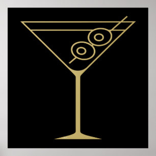 Mid Century Modern Gold 2 Oliven Martini Poster