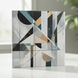Mid-Century Modern Gold Teal Geometric Abstract Fliese