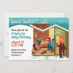 Mid-Century-Modern-Hausparty-Einladung Einladung