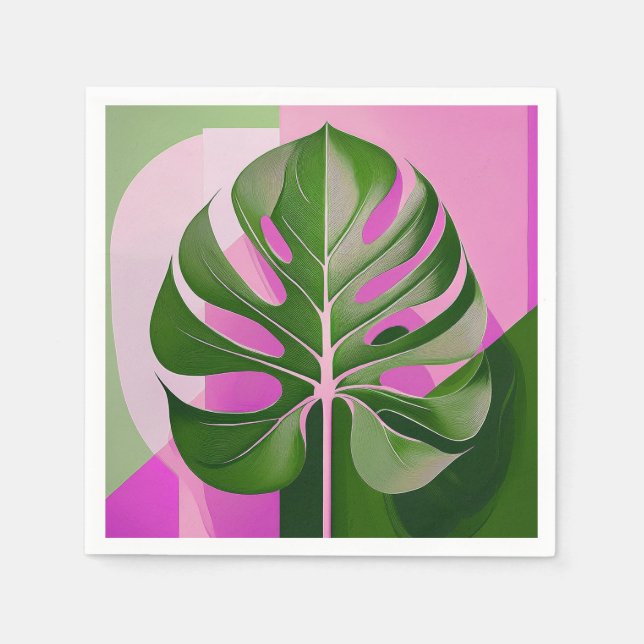 Mid-Century Modern Hawaiian Monstera Leaf Serviette (Vorderseite)