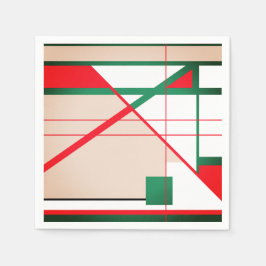 MId Century Modern in Red Green auf White Beige Serviette