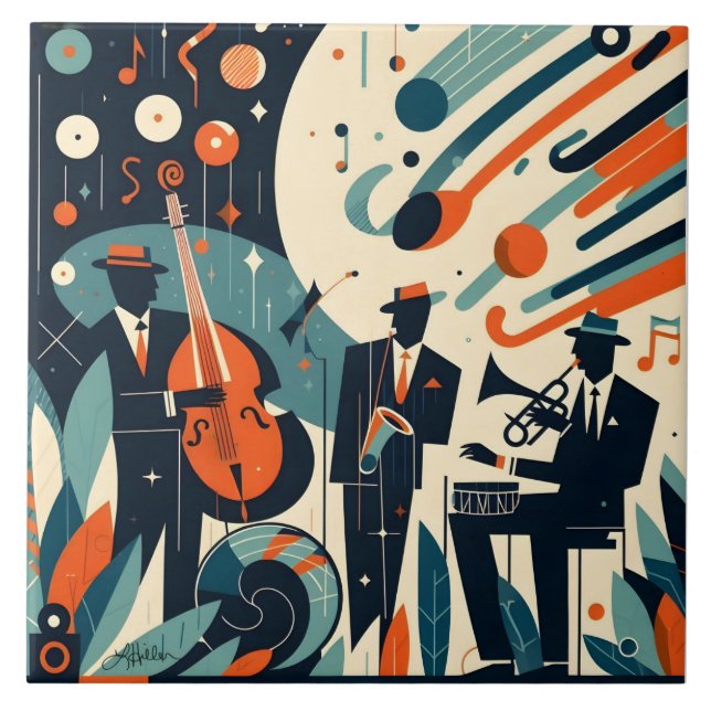 Mid Century Modern Jazz Age Trio Fliese (Vorderseite)