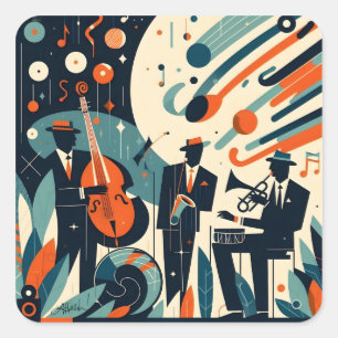 Mid Century Modern Jazz Age Trio Quadratischer Aufkleber
