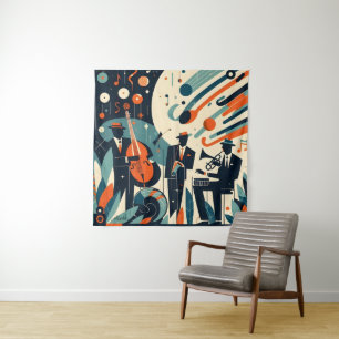 Mid Century Modern Jazz Age Trio Wandteppich
