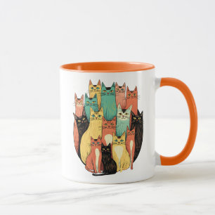 Mid-Century Modern Katzenkollektiv Tasse
