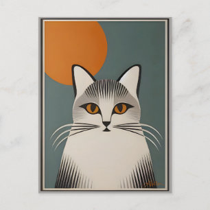 Mid-Century-Modern-Kunst Die Graue Katze Postkarte