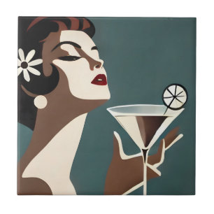 Mid Century Modern Kunst Die Martini-Diva Fliese