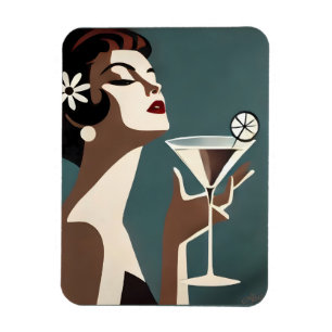 Mid Century Modern Kunst Die Martini-Diva Magnet