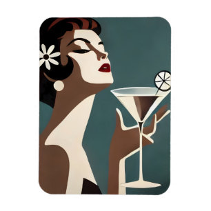 Mid Century Modern Kunst Die Martini-Diva Magnet