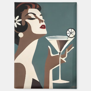 Mid Century Modern Kunst Die Martini-Diva Magnet