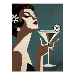 Mid Century Modern Kunst Die Martini-Diva Poster