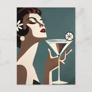 Mid Century Modern Kunst Die Martini-Diva Postkarte