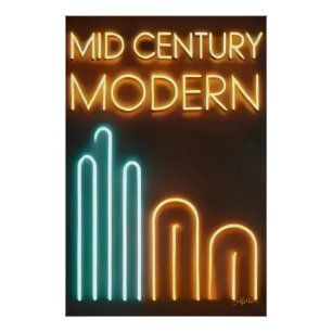 Mid-Century-Modern-Kunst Neon-Schild Design Poster