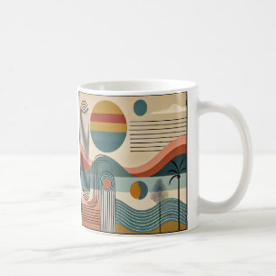 Mid Century Modern Kunst Strand Sonnenaufgang Kaffeetasse