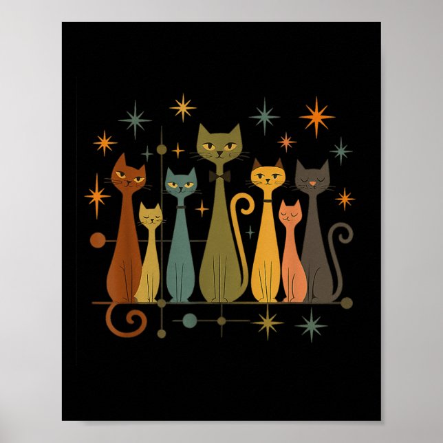 Mid-century Modern Look Atomic Age 50s 60s Cat Shi Poster (Vorne)