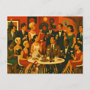Mid Century Modern Martini Intellektuelle Weihnach Feiertagspostkarte
