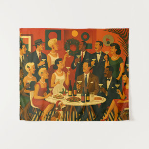 Mid Century Modern Martini Intellektuelle Weihnach Wandteppich