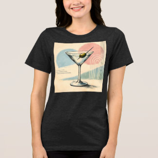 Mid Century Modern Martini Pastel Minimalist Art Tri-Blend Shirt