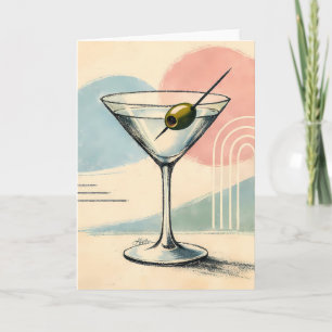 Mid Century Modern Martini Pastell Minimalistische Karte