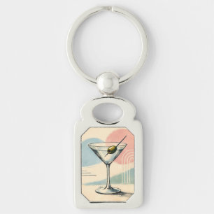 Mid Century Modern Martini Pastell Minimalistische Schlüsselanhänger