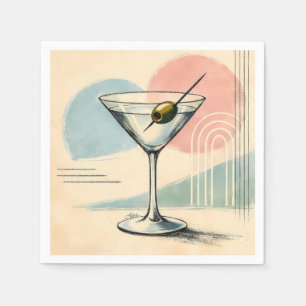Mid Century Modern Martini Pastell Minimalistische Serviette