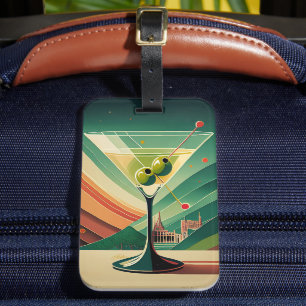 Mid Century Modern Martini Reise Kathedralblick Gepäckanhänger