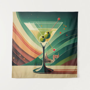Mid Century Modern Martini Reise Kathedralenblick Wandteppich