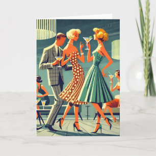Mid Century Modern Martini Tanz Cocktailparty Karte