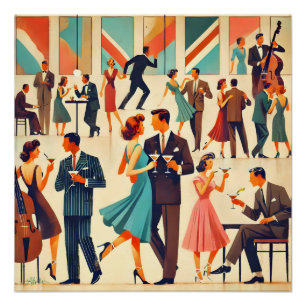 Mid Century Modern Martinis Im Club Poster