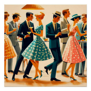 Mid Century Modern Martinis Tanz-Cocktailparty Poster