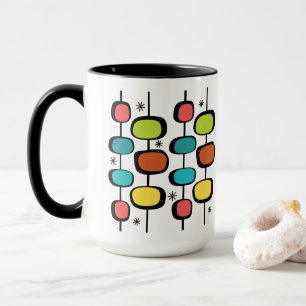 Mid Century Modern MCM Retro-Ovale Sterne Muster Tasse