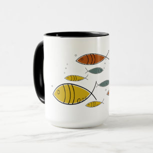 Mid Century Modern MCM Retro Schwimmfisch-Muster Tasse