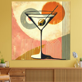 Mid Century Modern Minimalist Art Martini Leinwanddruck