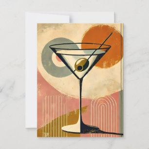 Mid Century Modern Minimalistische Kunst Martini Postkarte