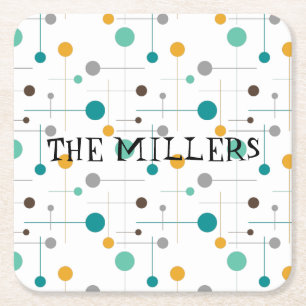 Mid Century Modern Minimalistischer personalisiert Rechteckiger Pappuntersetzer